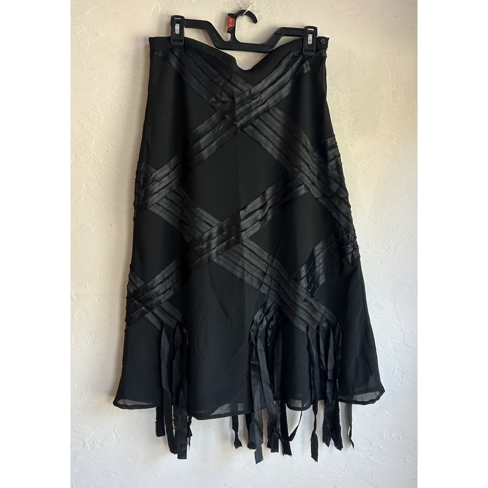 Y2K Dimri Midi Ribbon Fringe Skirt L Gothic Avant Garde Dark Romantic Whimsigoth